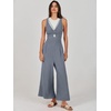 image:imageANRABESS Womens Summer Linen Wide Leg Sleeveless JumpsuitsDark Grey