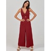 image:imageANRABESS Womens Summer Linen Wide Leg Sleeveless JumpsuitsDeep Red