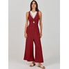 image:imageANRABESS Womens Summer Linen Wide Leg Sleeveless JumpsuitsDeep Red