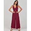 image:imageANRABESS Womens Summer Linen Wide Leg Sleeveless JumpsuitsFuchsia