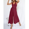 image:imageANRABESS Womens Summer Linen Wide Leg Sleeveless JumpsuitsFuchsia