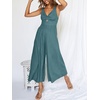 image:imageANRABESS Womens Summer Linen Wide Leg Sleeveless JumpsuitsLake Blue