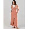 image:imageANRABESS Womens Summer Linen Wide Leg Sleeveless JumpsuitsPink