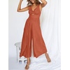 image:imageANRABESS Womens Summer Linen Wide Leg Sleeveless JumpsuitsRust