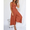 image:imageANRABESS Womens Summer Linen Wide Leg Sleeveless JumpsuitsRust