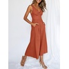 image:imageANRABESS Womens Summer Linen Wide Leg Sleeveless JumpsuitsRust