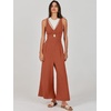 image:imageANRABESS Womens Summer Linen Wide Leg Sleeveless JumpsuitsRust