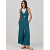 image:imageANRABESS Womens Summer Linen Wide Leg Sleeveless JumpsuitsTeal