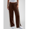 image:imageANRABESS Womens Sweatpants Wide Leg Striped Track PantsCoffee