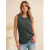 image:imageANRABESS Womens Tank Top Waffle Knit Henley Sleeveless ShirtsArmy Green