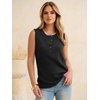 image:imageANRABESS Womens Tank Top Waffle Knit Henley Sleeveless ShirtsBlack