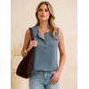 image:imageANRABESS Womens Tank Top Waffle Knit Henley Sleeveless ShirtsDusty Blue