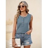 image:imageANRABESS Womens Tank Top Waffle Knit Henley Sleeveless ShirtsDusty Blue