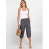 image:imageANRABESS Womens Wide Leg Capri Pants Summer Casual Beach CaprisDark Grey