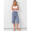 image:imageANRABESS Womens Wide Leg Capri Pants Summer Casual Beach CaprisGrey Blue