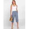 image:imageANRABESS Womens Wide Leg Capri Pants Summer Casual Beach CaprisGrey Blue