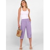 image:imageANRABESS Womens Wide Leg Capri Pants Summer Casual Beach CaprisLight Purple