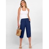 image:imageANRABESS Womens Wide Leg Capri Pants Summer Casual Beach CaprisNavy Blue