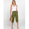 image:imageANRABESS Womens Wide Leg Capri Pants Summer Casual Beach CaprisOlive Green