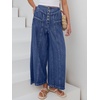 image:imageANRABESS Womens Wide Leg Palazzo JeansCropped Ankle LengthHigh Waist Baggy Barrel Denim Pants with PocketsDark Blue