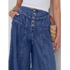 image:imageANRABESS Womens Wide Leg Palazzo JeansCropped Ankle LengthHigh Waist Baggy Barrel Denim Pants with PocketsDark Blue