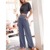 image:imageANRABESS Womens Wide Leg Palazzo Pants with PocketsStriped Navy Blue White