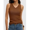 image:imageANRABESS Wool Blend Sweater Tank Tops for Women V Neck Sleeveless SweaterDark Caramel