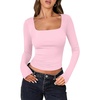 image:imageANRABESS Long Sleeve Shirts for Women Double Lined Crop TopsLight Pink