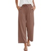 image:imageANRABESS Women Wide Leg Pants Summer Palazzo High Waisted Casual Loose Lounge Flowy Cropped Beach Trousers Work OutfitsBrown