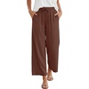 image:imageANRABESS Women Wide Leg Pants Summer Palazzo High Waisted Casual Loose Lounge Flowy Cropped Beach Trousers Work OutfitsCoffee