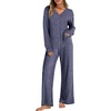 image:imageANRABESS Womens Lounge Set 2 Piece Pajama Sets Ribbed Knit Matching SetNavy Blue