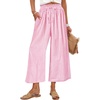 image:imageANRABESS Womens Striped Gingham Palazzo Cropped Pants with PocketsPink White Plaid