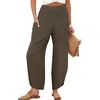image:imageANRABESS Womens Wide Leg Palazzo Capri Barrel Pants Coffee XXL