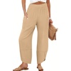 image:imageANRABESS Womens Wide Leg Palazzo Capri Barrel Pants Light Khaki XXL