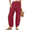 image:imageANRABESS Womens Wide Leg Palazzo Capri Barrel Pants Red L