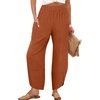image:imageANRABESS Womens Wide Leg Palazzo Capri Barrel Pants Rust Orange L