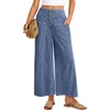 image:imageANRABESS Womens Wide Leg Palazzo JeansCropped Ankle LengthHigh Waist Baggy Barrel Denim Pants with PocketsWater Blue