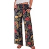 image:imageANRABESS Womens Wide Leg Palazzo Pants with PocketsFloral Black
