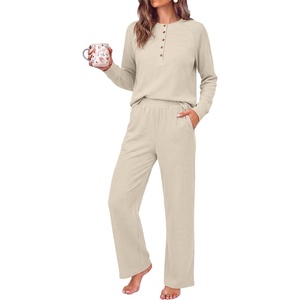 image:imageANRABESS 2 Piece Lounge Sets for Women Fall Travel OutfitBeige