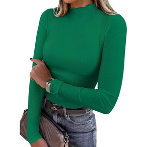 image:imageANRABESS Long Sleeve Shirts for Women Mock Neck TopsGreen