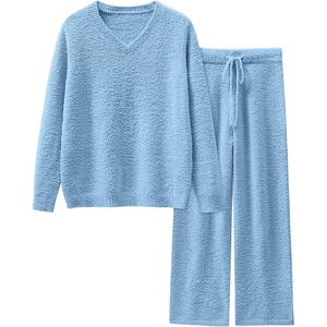image:imageANRABESS Lounge Sets for Women 2 Piece Fuzzy Pajama SetBlue