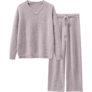 image:imageANRABESS Lounge Sets for Women 2 Piece Fuzzy Pajama SetSilver Grey