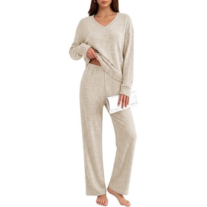 image:imageANRABESS Pajamas for Women Set Comfy 2 Piece Lounge OutfitsBeige