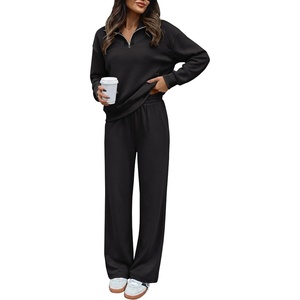 image:imageANRABESS Sweatsuit for Women 2 Piece Outfits Half Zip Lounge SetBlack