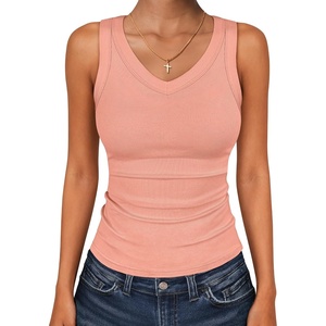image:imageANRABESS Tank Tops for Women V Neck Summer Sleeveless Ribbed KnitCoral