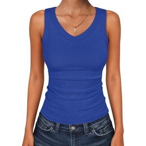 image:imageANRABESS Tank Tops for Women V Neck Summer Sleeveless Ribbed KnitDeep Blue