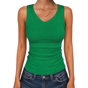 image:imageANRABESS Tank Tops for Women V Neck Summer Sleeveless Ribbed KnitGreen