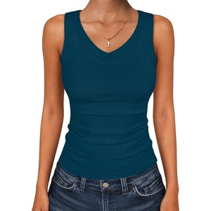 image:imageANRABESS Tank Tops for Women V Neck Summer Sleeveless Ribbed KnitIndigo