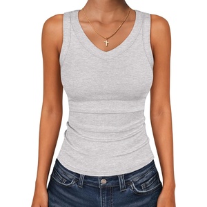 image:imageANRABESS Tank Tops for Women V Neck Summer Sleeveless Ribbed KnitLight Gray