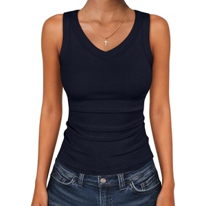 image:imageANRABESS Tank Tops for Women V Neck Summer Sleeveless Ribbed KnitNavy Blue